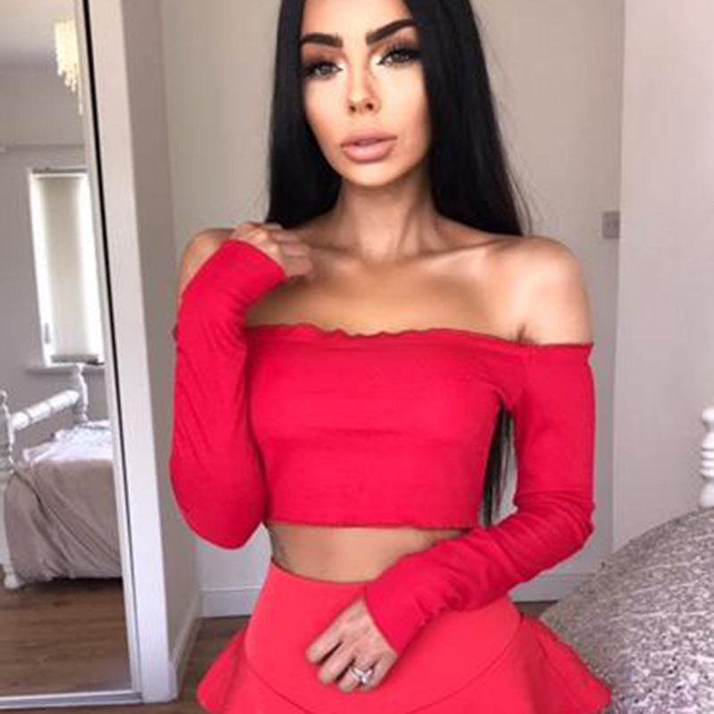 Sexy Cotton Blend Crop Top Off Shoulder Black Red Crochet Women Brandy Elegant Short Tank Crop Tops Bustier - www.Shopthatapp.com