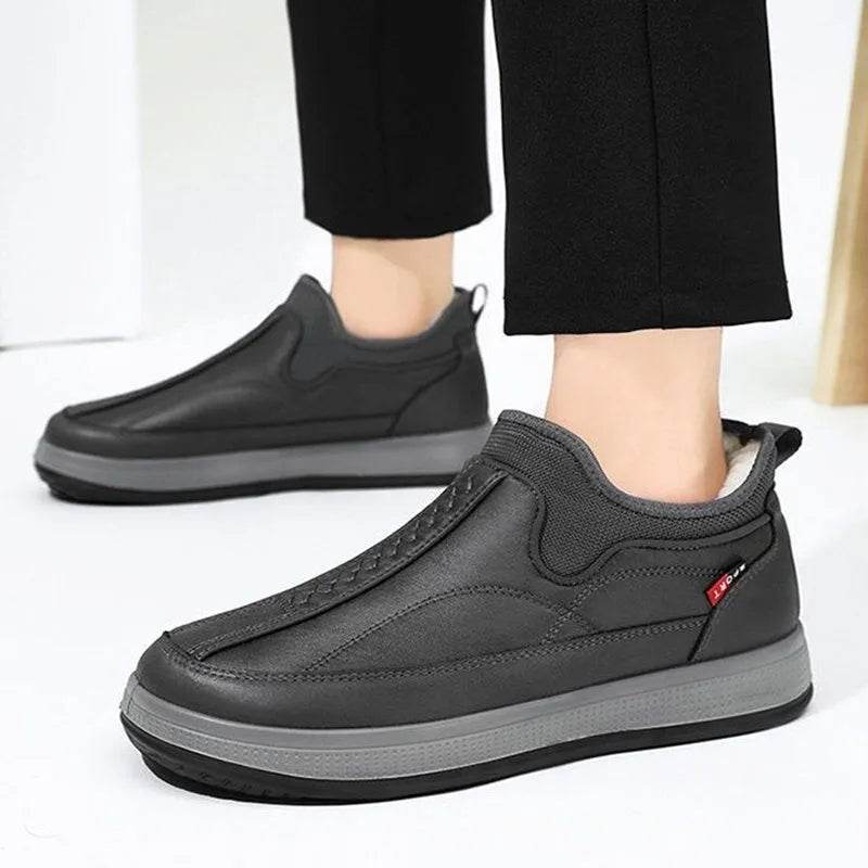 Winter Warm Fleece Snow Boots Round-toed Platform Ankle Boot Fashion Simple Non-slip Flat Cotton Shoes Men - www.Shopthatapp.com