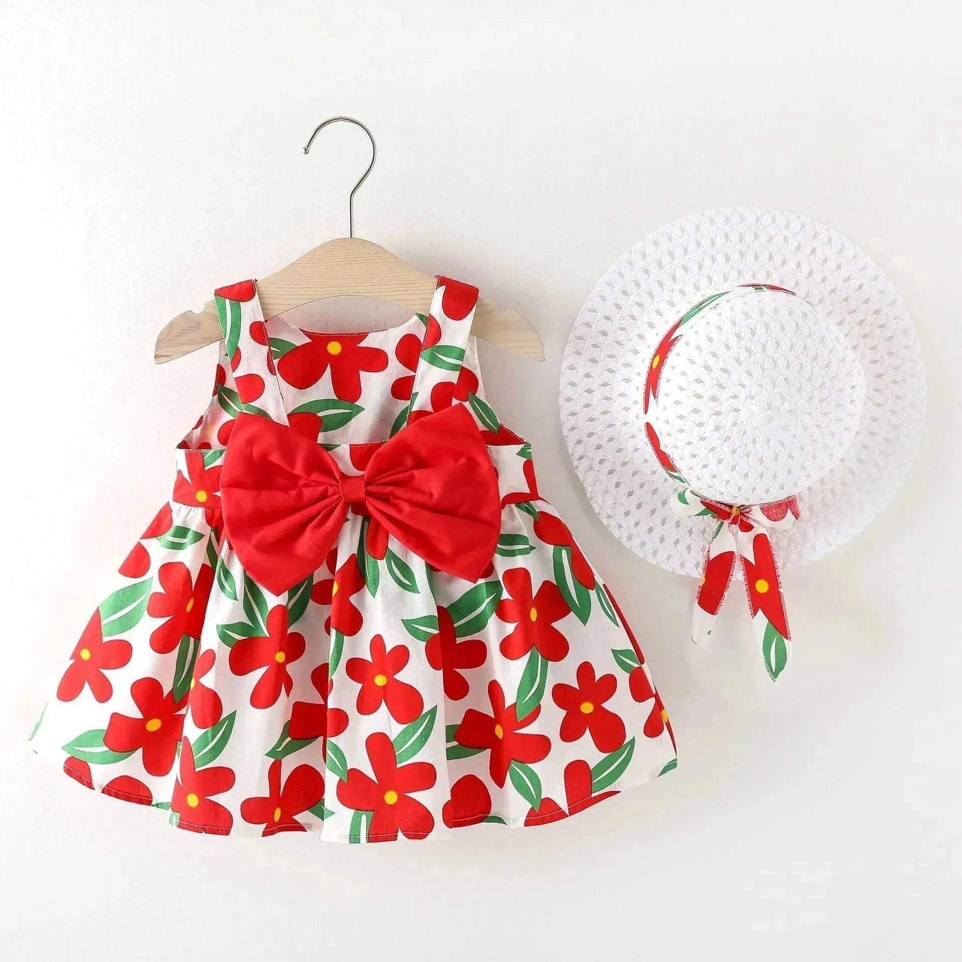 Casual Newborn Baby girl Printed Bow Princess Dress - www.Shopthatapp.com
