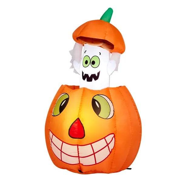 2.8 FT Halloween Inflatables Animated Pumpkin Ghost, Outdoor Decorations Blow Up Yard Decor With Built-in LEDs For Indoor Party Garden Lawn Decor - www.Shopthatapp.com