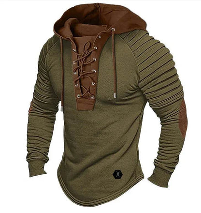 Spring And fall Pure Color Tied Hoodie Street fashion Bronzing Lacing Sweatshirt - www.Shopthatapp.com