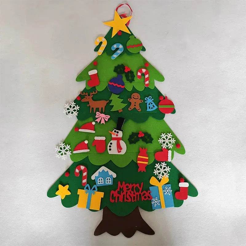 DIY Felt Christmas Tree New Year Toddler Kids Handmade Gift Toys Door Wall Hanging Ornaments Holiday Party Home Decor Set - www.Shopthatapp.com