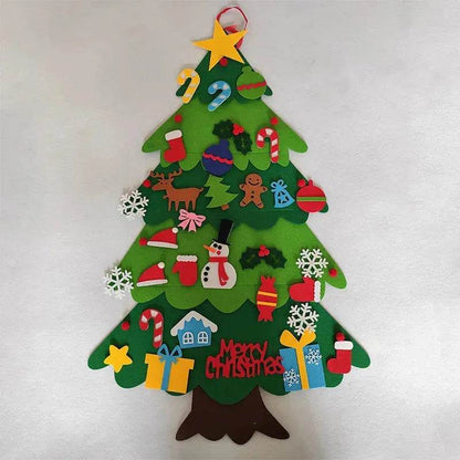 DIY Felt Christmas Tree New Year Toddler Kids Handmade Gift Toys Door Wall Hanging Ornaments Holiday Party Home Decor Set - www.Shopthatapp.com