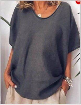 Spring Summer Loose Short Sleeves cotton linen blouse top Women Summer Tops - www.Shopthatapp.com