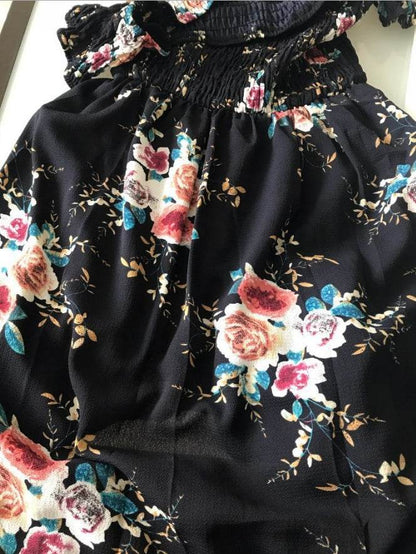 Elegant Ladies Summer Boho Vacation Resort Slit Maxi dress off shoulder Long floral Beach summer slit dress - www.Shopthatapp.com