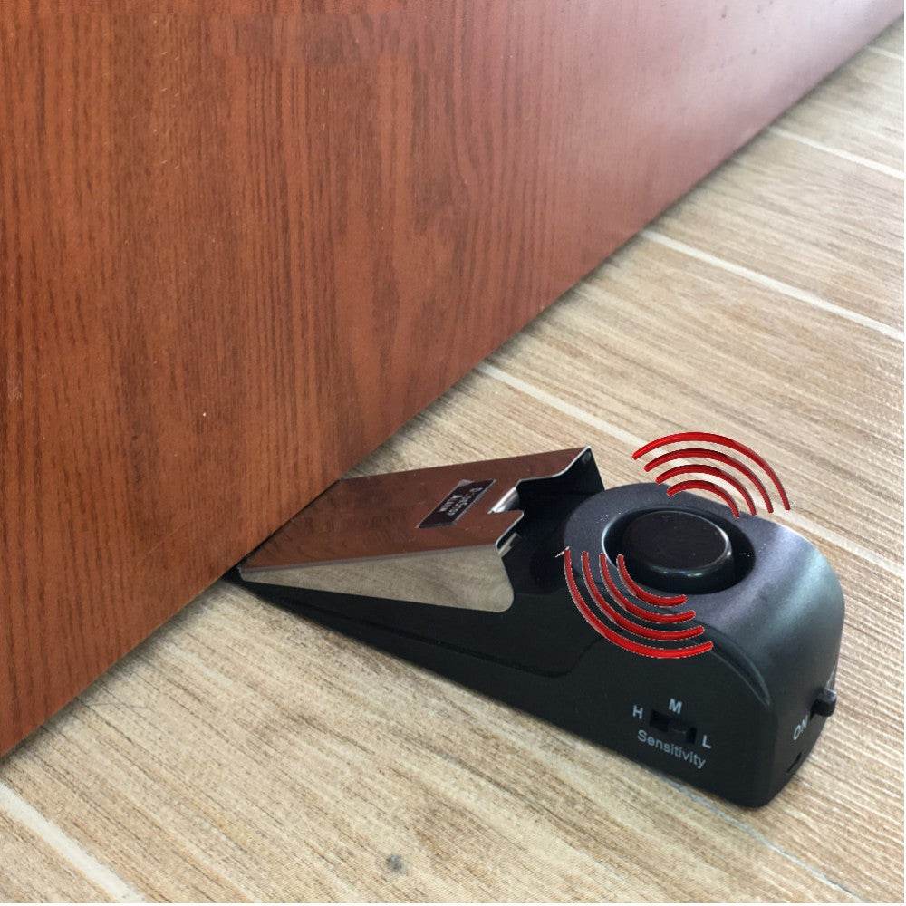 120db door stop alarm Security System Home Wedge Shaped Stopper Alert Security System Door Stop Alarm Block Blocking System - www.Shopthatapp.com