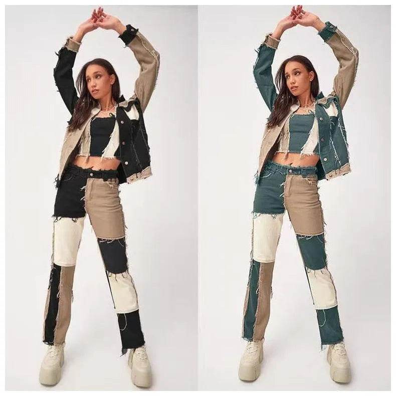 High Elastic Stitching Raw Edge Women's Straight-leg Jeans - www.Shopthatapp.com