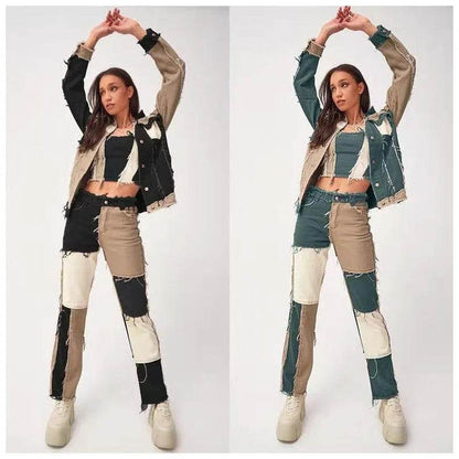 High Elastic Stitching Raw Edge Women's Straight-leg Jeans - www.Shopthatapp.com