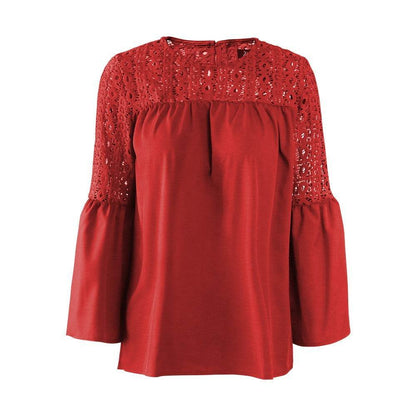 New fashion tops round neck women Ruffle Lace blouse Elegant Summer top - www.Shopthatapp.com