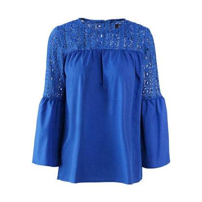 New fashion tops round neck women Ruffle Lace blouse Elegant Summer top - www.Shopthatapp.com