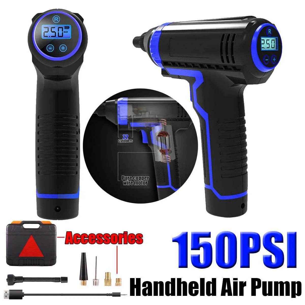 Wireless Charging Portable Multi-function Vehicle Household Electric Car Tire Handheld Air Pump - www.Shopthatapp.com