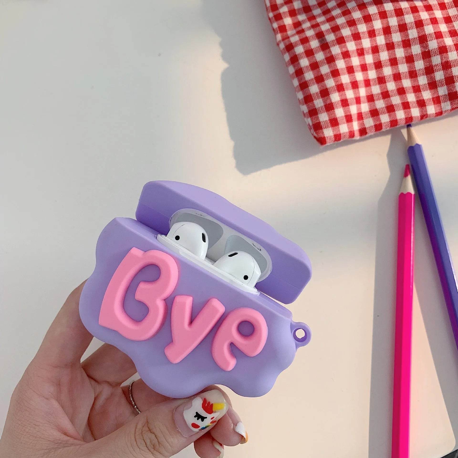 Cute Cartoon Lettered Airpod Earphone Silicone Protective Case - www.Shopthatapp.com