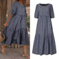 Casual Summer Midi dress puff sleeve flowy mum dress - www.Shopthatapp.com