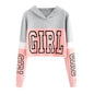 Girls Fashion Hoodie Crop Top Sweatshirt  Pullover Women Patchwork - www.Shopthatapp.com