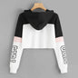 Girls Fashion Hoodie Crop Top Sweatshirt  Pullover Women Patchwork - www.Shopthatapp.com