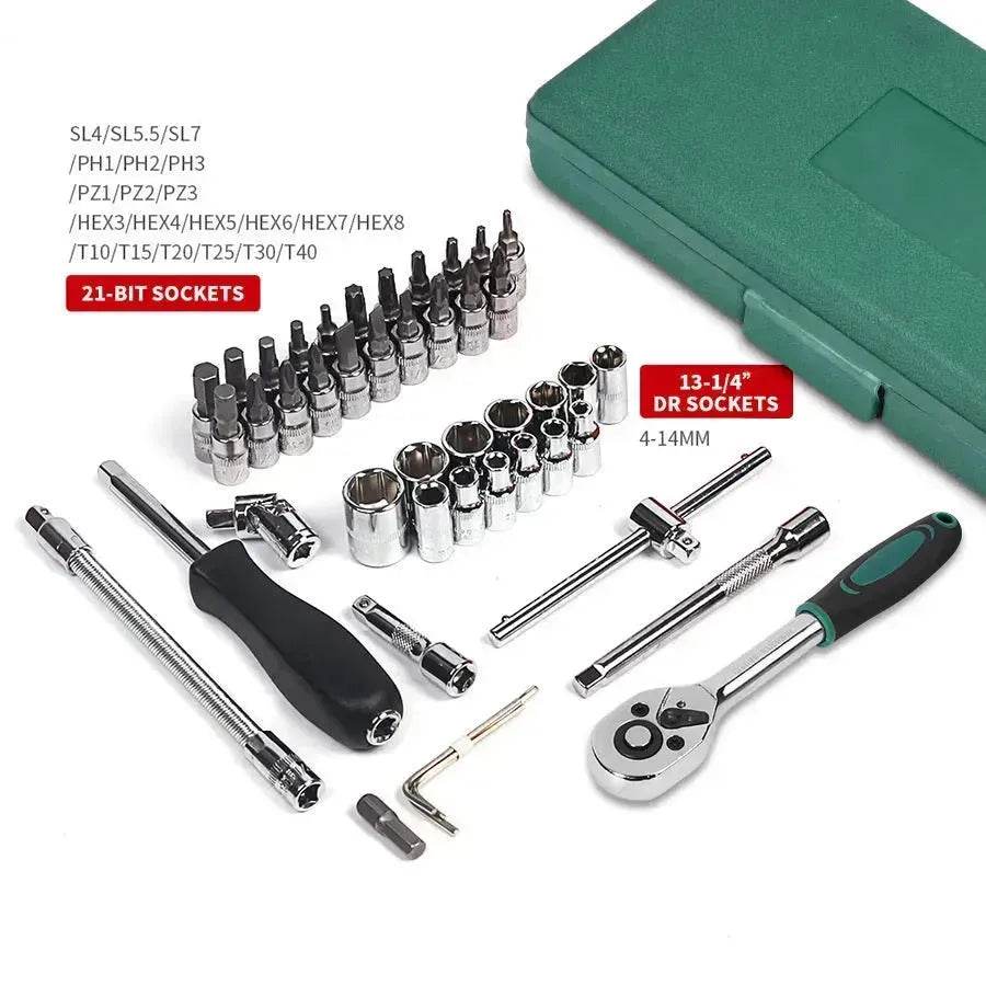 Car Repair Tool 46pcs Inch Socket Set Car Repair Tool Ratchet Torque Wrench Combo Tools Kit Auto Repairing Tool Set - www.Shopthatapp.com