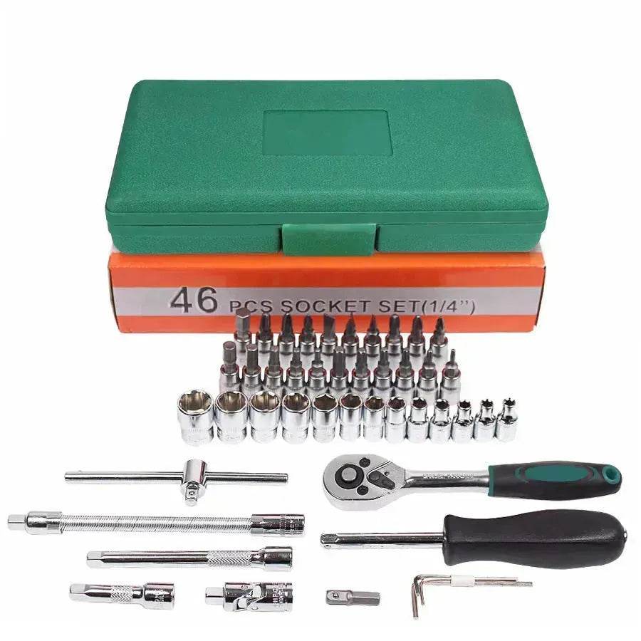 Car Repair Tool 46pcs Inch Socket Set Car Repair Tool Ratchet Torque Wrench Combo Tools Kit Auto Repairing Tool Set - www.Shopthatapp.com