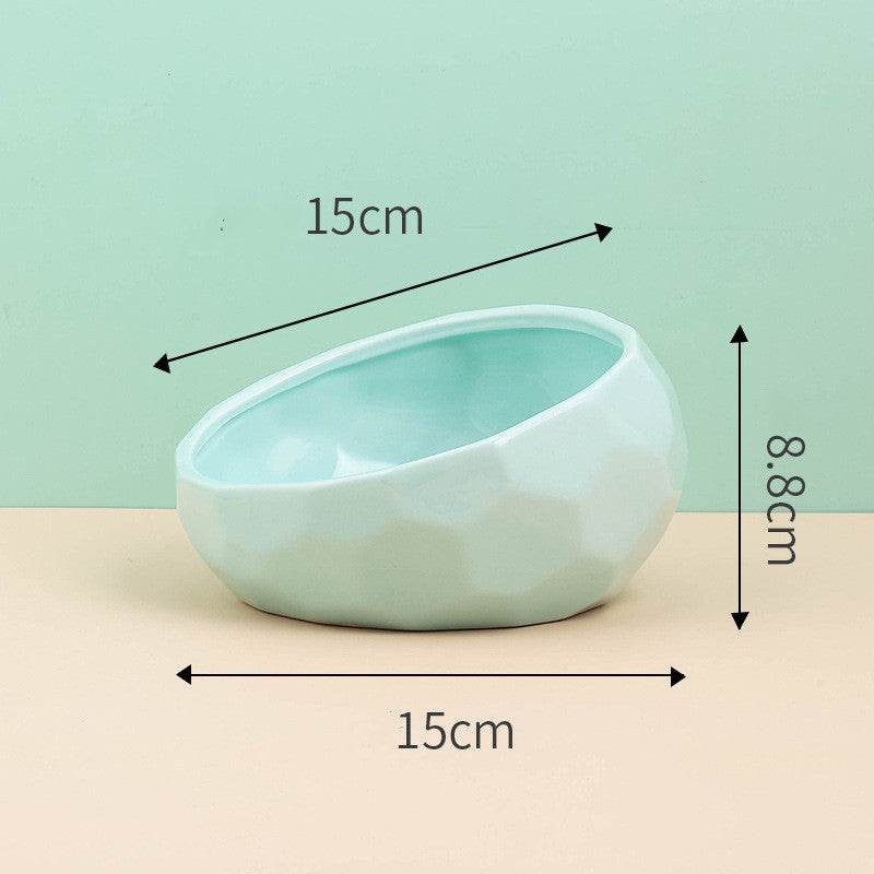 Pet Supplies Bowl Ceramic Cat Bowl Dog Bowl Oblique Mouth - www.Shopthatapp.com