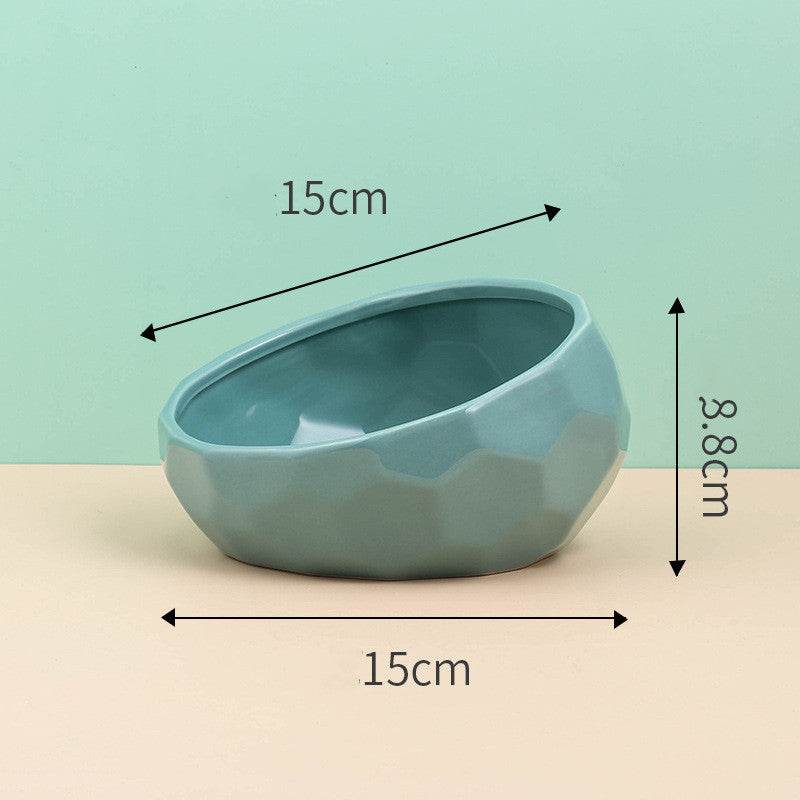 Pet Supplies Bowl Ceramic Cat Bowl Dog Bowl Oblique Mouth - www.Shopthatapp.com