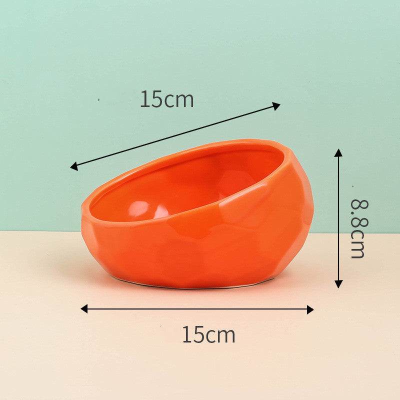 Pet Supplies Bowl Ceramic Cat Bowl Dog Bowl Oblique Mouth - www.Shopthatapp.com