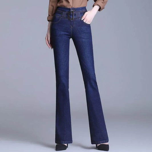 Korean Style Bootcut High-Waisted High Cotton Casual Jeans - www.Shopthatapp.com