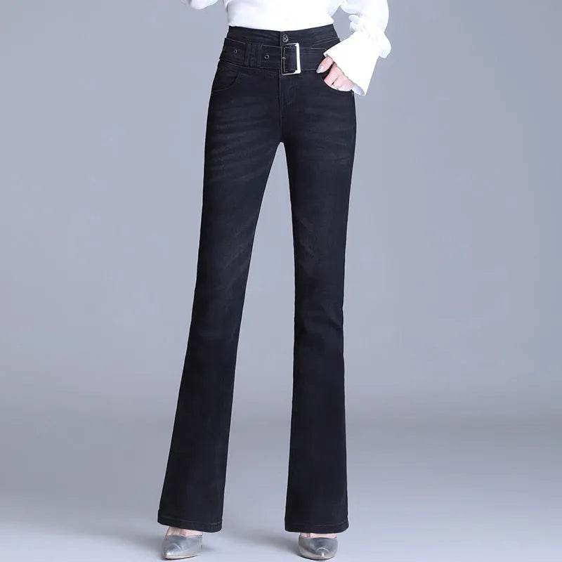 Korean Style Bootcut High-Waisted High Cotton Casual Jeans - www.Shopthatapp.com