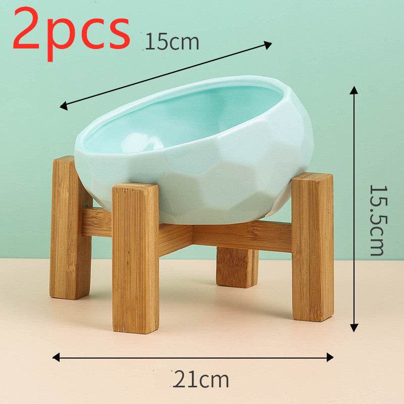 Pet Supplies Bowl Ceramic Cat Bowl Dog Bowl Oblique Mouth - www.Shopthatapp.com