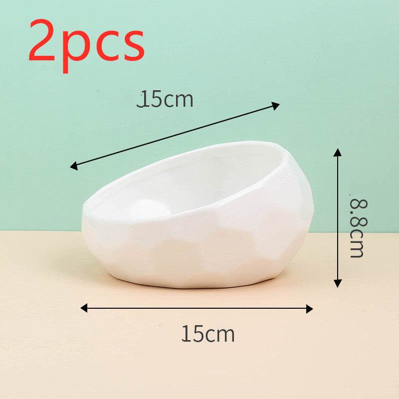 Pet Supplies Bowl Ceramic Cat Bowl Dog Bowl Oblique Mouth - www.Shopthatapp.com