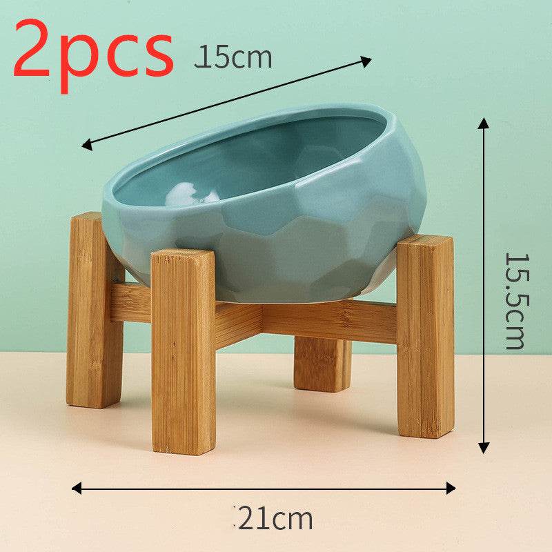 Pet Supplies Bowl Ceramic Cat Bowl Dog Bowl Oblique Mouth - www.Shopthatapp.com