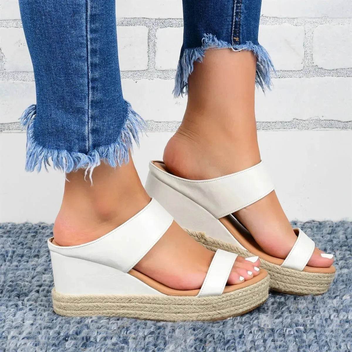 Casual High Wedge heel Slide on Slippers for women - www.Shopthatapp.com