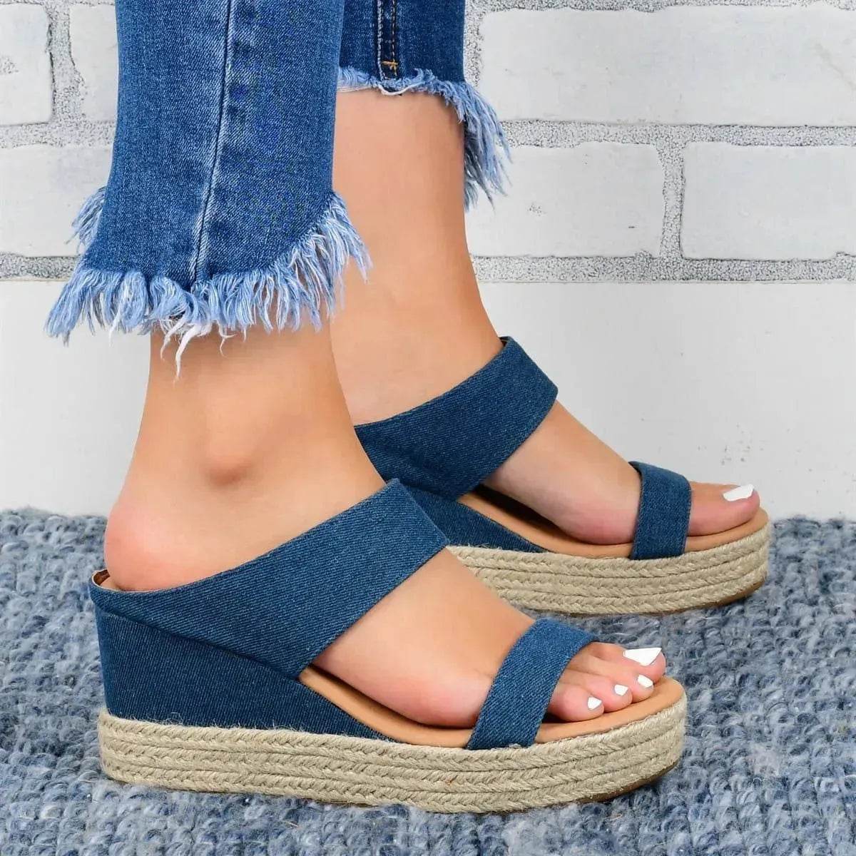 Casual High Wedge heel Slide on Slippers for women - www.Shopthatapp.com