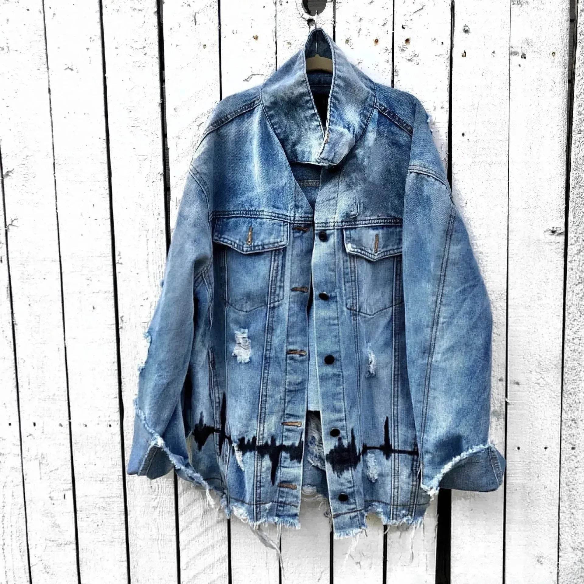 Women Y2K Denim Jeans Ripped Jacket - www.Shopthatapp.com