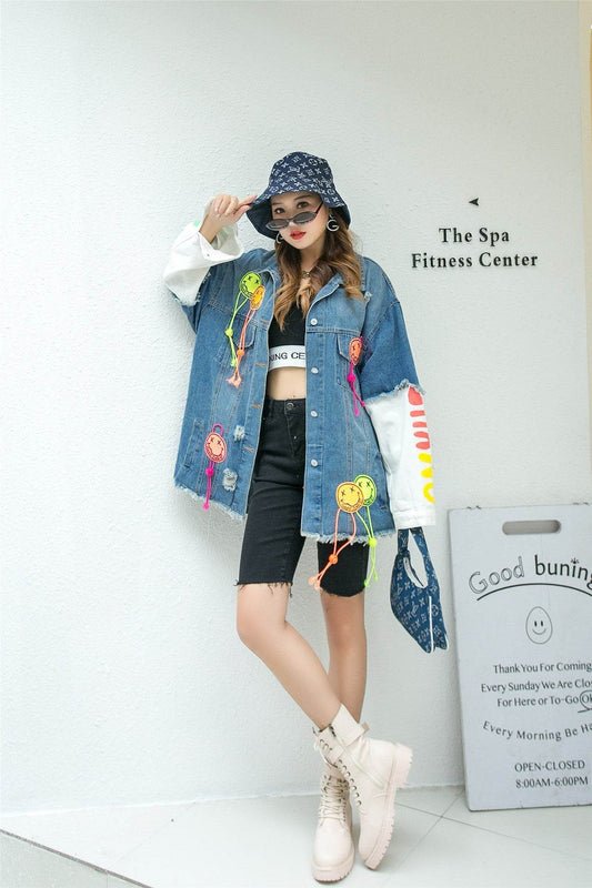 New Korean Style Heavy Industry Denim Jacket Women - www.Shopthatapp.com