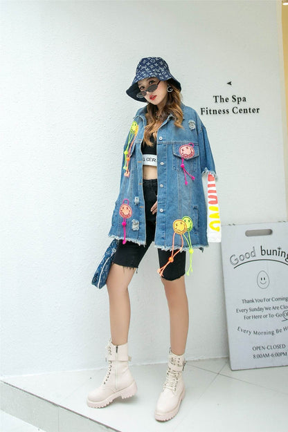 New Korean Style Heavy Industry Denim Jacket Women - www.Shopthatapp.com