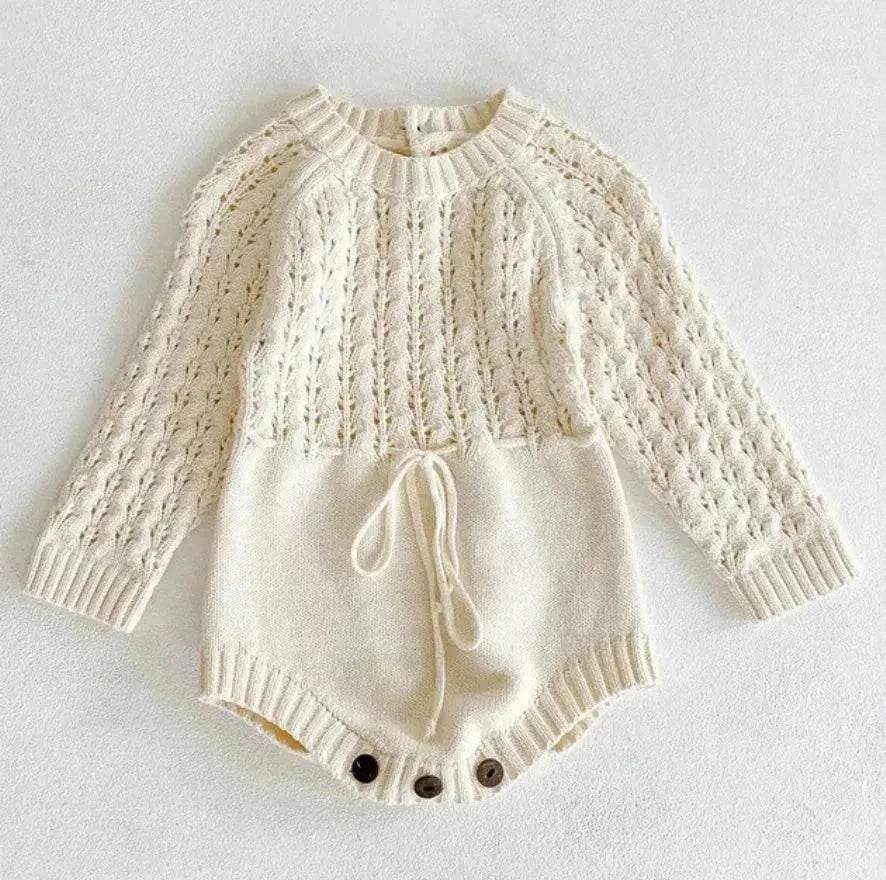 Girl Baby Knitted Hollow Waist Girdle Long Sleeves Harpy Dress Triangle Baby girl Casual wear - www.Shopthatapp.com