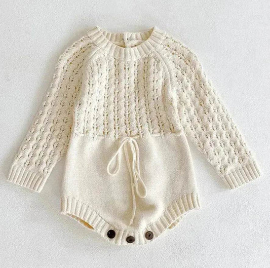 Girl Baby Knitted Hollow Waist Girdle Long Sleeves Harpy Dress Triangle Baby girl Casual wear - www.Shopthatapp.com