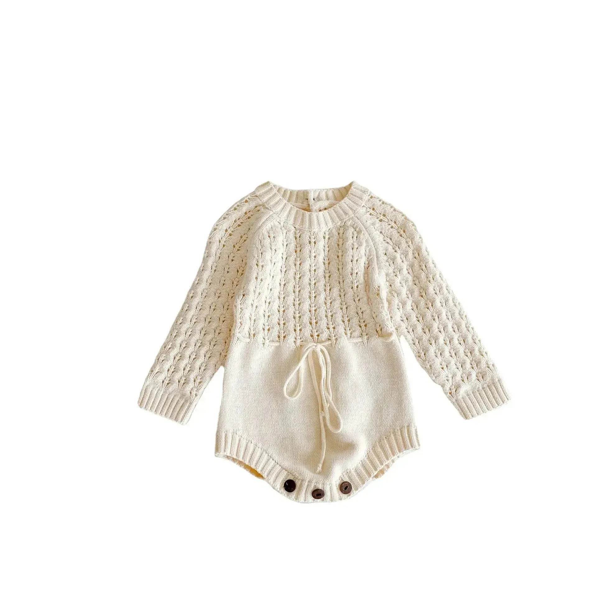 Girl Baby Knitted Hollow Waist Girdle Long Sleeves Harpy Dress Triangle Baby girl Casual wear - www.Shopthatapp.com