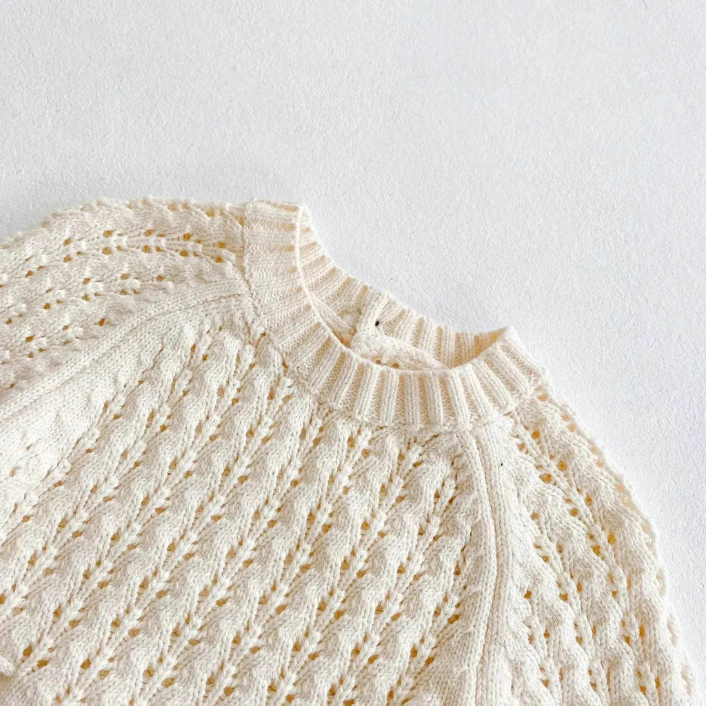 Girl Baby Knitted Hollow Waist Girdle Long Sleeves Harpy Dress Triangle Baby girl Casual wear - www.Shopthatapp.com