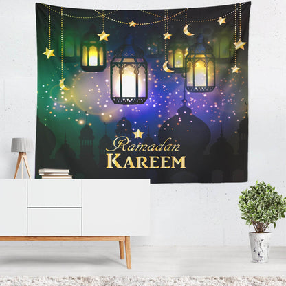 Colorful Lantern Living Room Bedroom Ramadan Tapestry Eid Mubarak Wall Carpet Mural - www.Shopthatapp.com