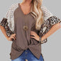 Leopard Patchwork Women Loose V-neck Tops Tee Batwing Sleeve Top Women Summer Short Sleeve - www.Shopthatapp.com