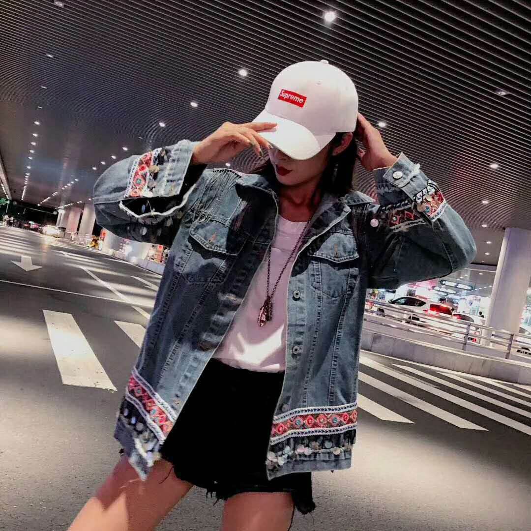 Heavy Industry Flower Embroidery Beaded Sequins Retro Fashion Long-sleeved Denim Jacket Women - www.Shopthatapp.com