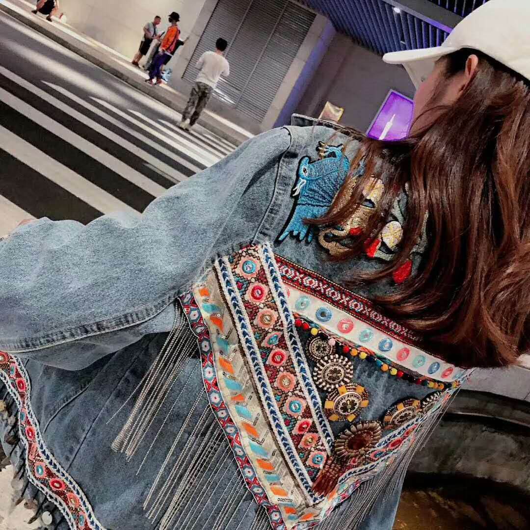 Heavy Industry Flower Embroidery Beaded Sequins Retro Fashion Long-sleeved Denim Jacket Women - www.Shopthatapp.com