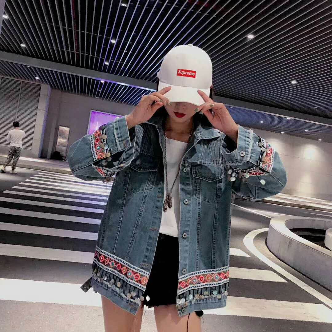 Heavy Industry Flower Embroidery Beaded Sequins Retro Fashion Long-sleeved Denim Jacket Women - www.Shopthatapp.com