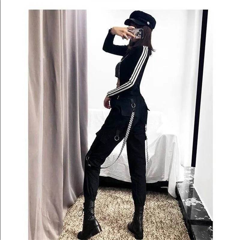 Streetwear Cargo Pants for Women black Jogger Trousers - www.Shopthatapp.com