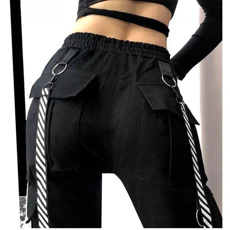 Streetwear Cargo Pants for Women black Jogger Trousers - www.Shopthatapp.com