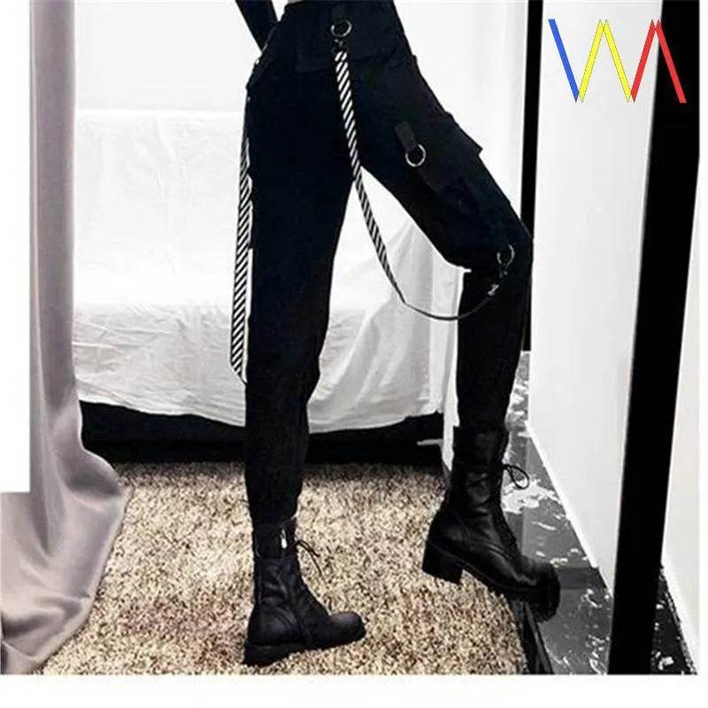 Streetwear Cargo Pants for Women black Jogger Trousers - www.Shopthatapp.com
