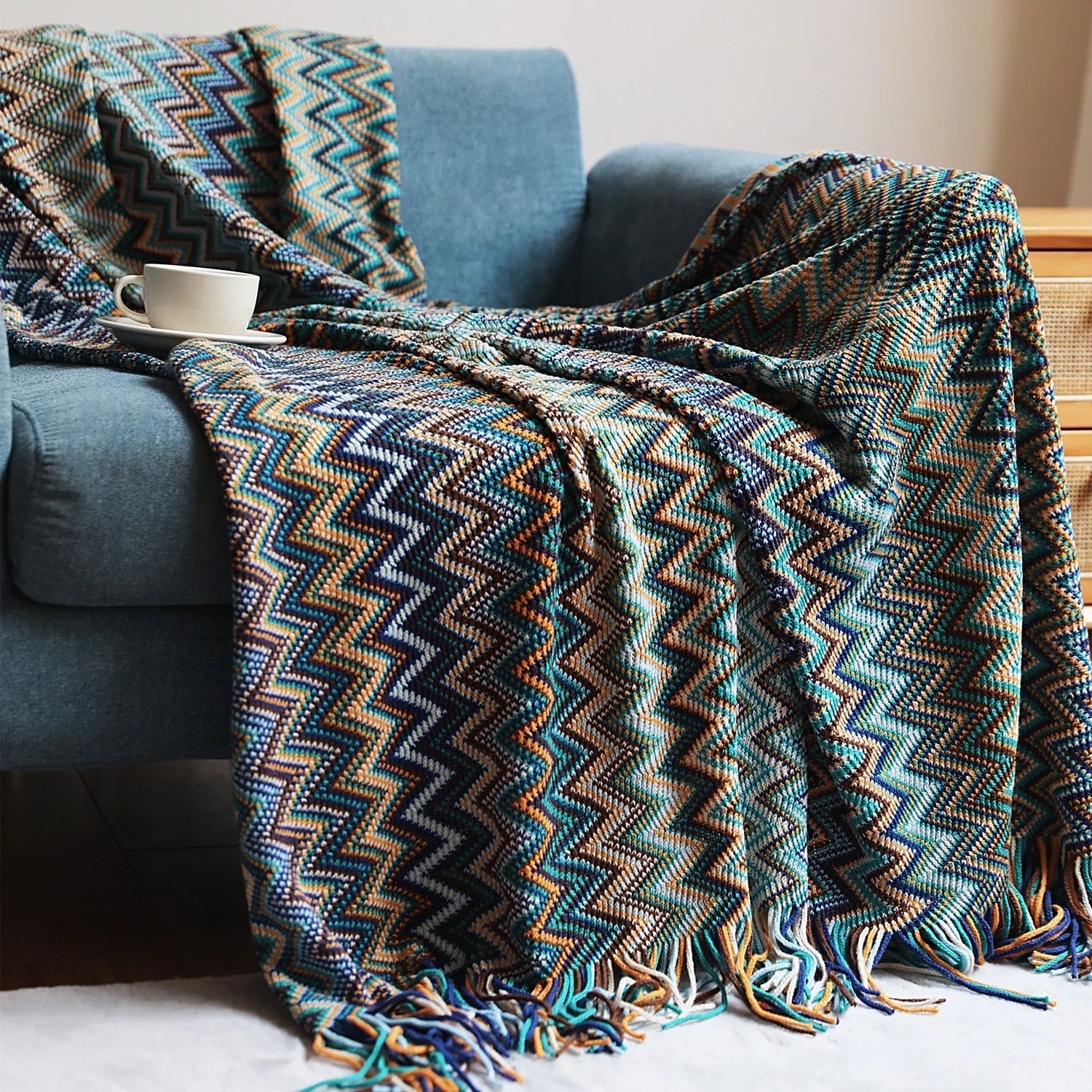 Bohemian Sofa Blanket Cross Border Knitting Blanket Office Nap Blanket Air Conditioning Blanket - www.Shopthatapp.com