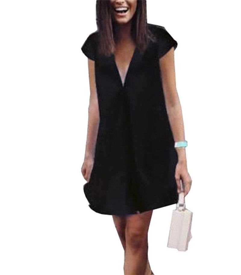 Women Casual summer day dresses V Neck summer mini dress - www.Shopthatapp.com