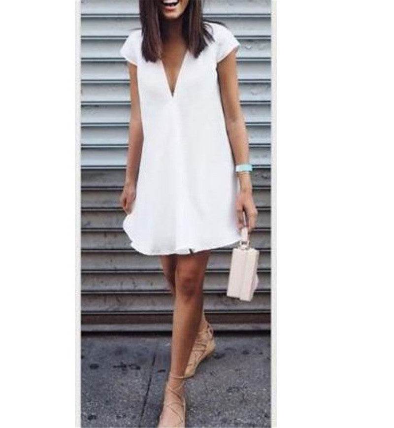 Women Casual summer day dresses V Neck summer mini dress - www.Shopthatapp.com