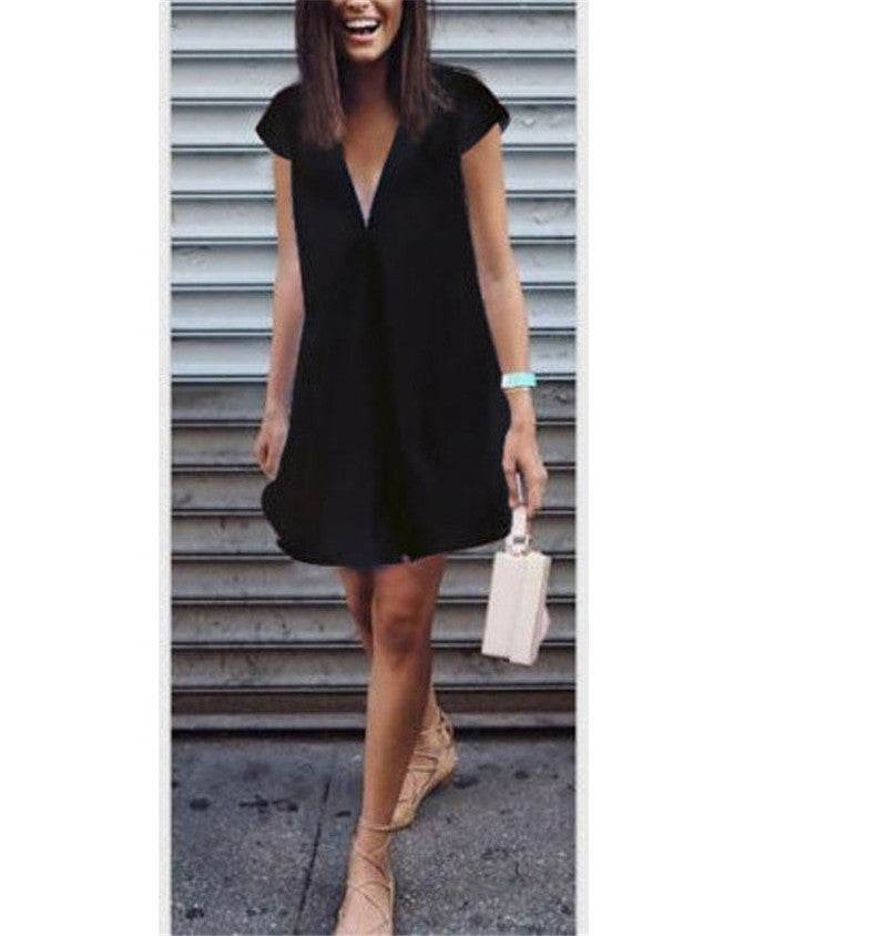 Women Casual summer day dresses V Neck summer mini dress - www.Shopthatapp.com